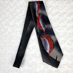 Tommy Bahama Feather Print Silk Tie Gray Red